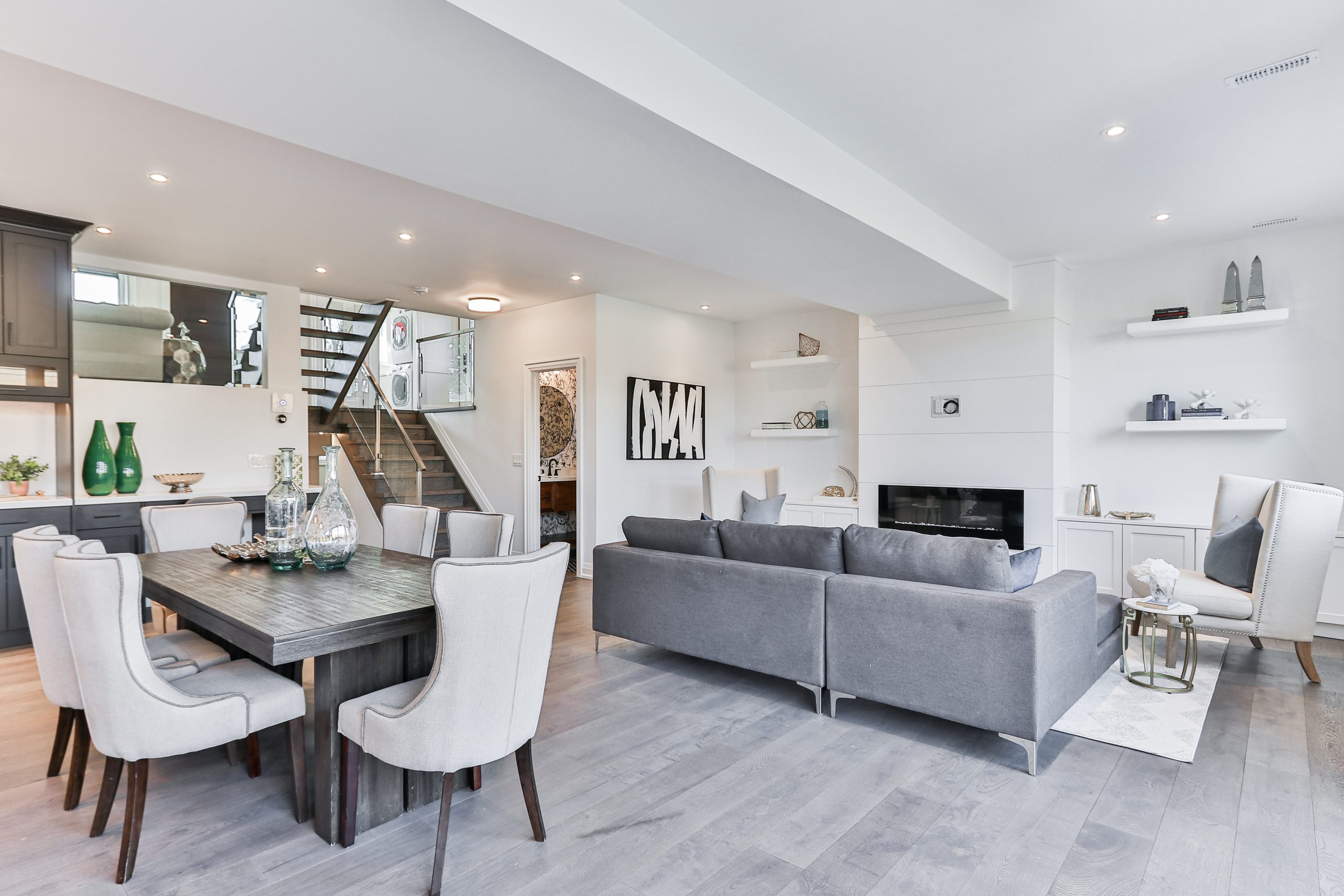 Modern Living Room with Stairs